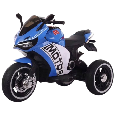 Vehicule electrice - Motocicleta electrica pentru copii HT-6188, sezut piele, acceleratie pe maner, 2-8 ani, Albastru