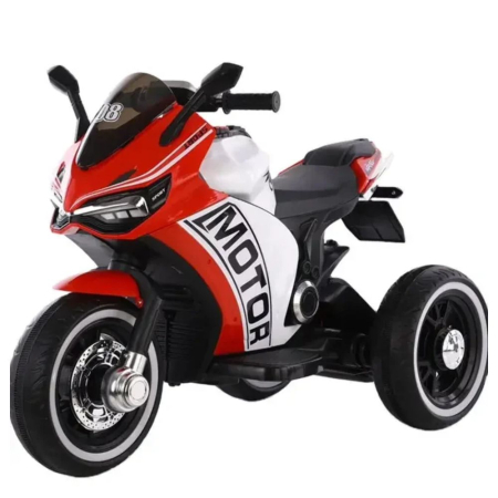 Vehicule electrice - Motocicleta electrica pentru copii HT-6188, sezut piele, acceleratie pe maner, 2-8 ani, Rosu