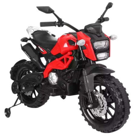 Vehicule electrice - Motocicleta electrica copii Enduro DLS01, 12V, suspensie, MP3, roti ajutatoare, 3-8 ani, rosu