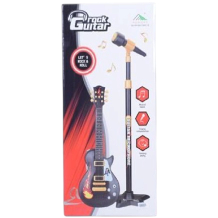 Set Chitara Electrica De Jucarie Cu Microfon Si Stativ Reglabil 110 cm 3 Ani [3]