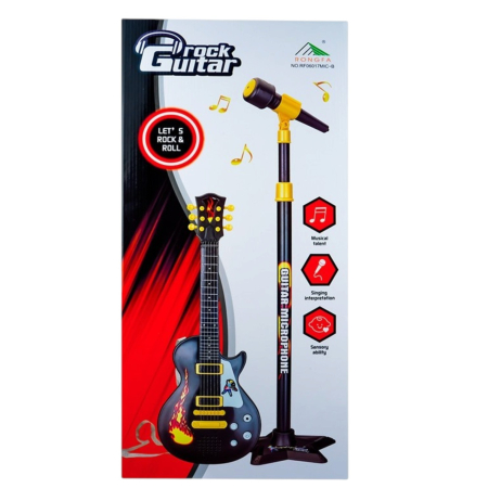Set Chitara Electrica De Jucarie Cu Microfon Si Stativ Reglabil 110 cm 3 Ani [2]