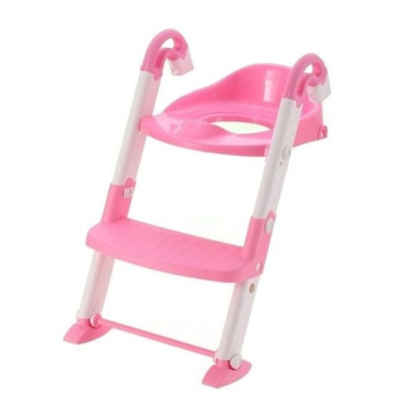 Camera copilului - Olita, Reductor toaleta copii si trepte, roz cu alb, reglabil, pliabil