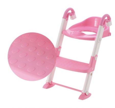 Olita, Reductor toaleta copii si trepte, roz cu alb, reglabil, pliabil [5]