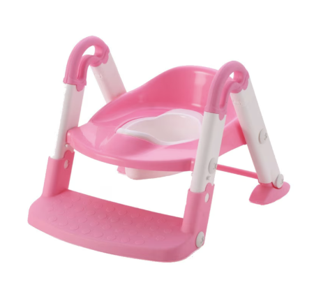 Olita, Reductor toaleta copii si trepte, roz cu alb, reglabil, pliabil [6]