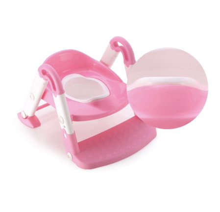 Olita, Reductor toaleta copii si trepte, roz cu alb, reglabil, pliabil [7]