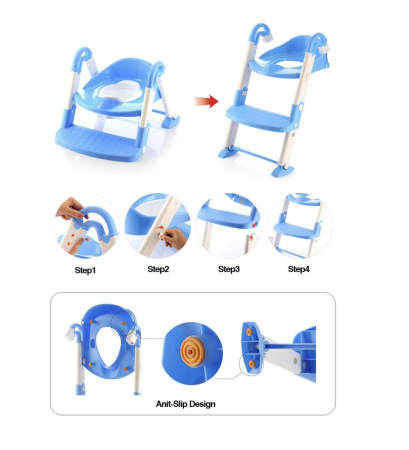 Olita, Reductor toaleta copii si trepte, bleu cu alb, reglabil, pliabil [7]