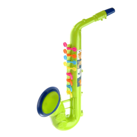 Jocuri si Jucarii - Saxofon De Jucarie, Verde, Cu 8 Clape Colorate Musical Instruments 50.5 cm 3 Ani