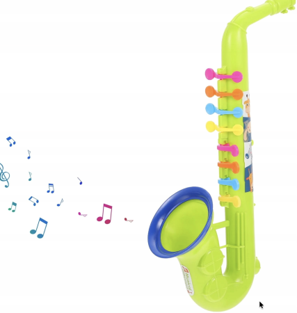 Jocuri si Jucarii - Saxofon De Jucarie, Verde, Cu 8 Clape Colorate Musical Instruments 50.5 cm 3 Ani