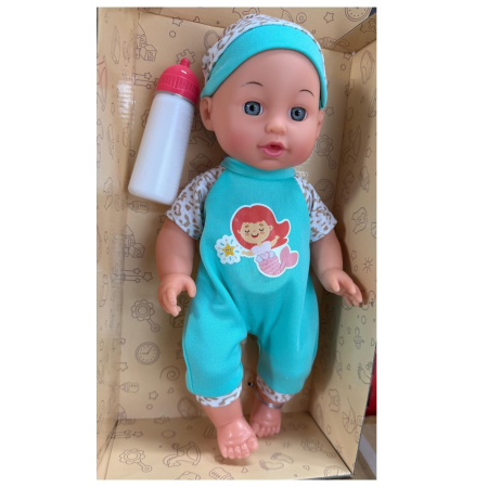 Papusa baietel, salopeta verde, 30 cm cu biberon, face pipi, 10 sunete, 3 ani+ [4]
