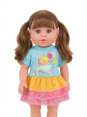 Jocuri si Jucarii - Papusa 33 cm cu par lung aramiu si articulatii mobile, face pipi, material dur, 3+