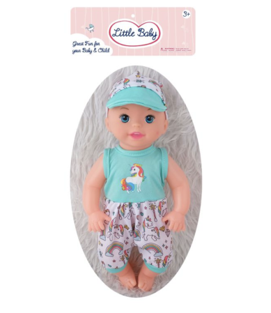 Papusa bebe 30 cm cu costumas verde și sapca, articulații mobile, 3+ [2]