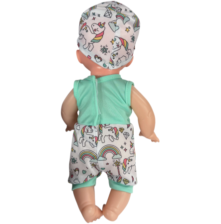 Papusa bebe 30 cm cu costumas verde și sapca, articulații mobile, 3+ [3]