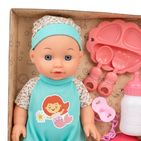Papusa Bebe cu salopeta, 30 cm, 10 Sunete, Bea Apa Face Pipi Olita, 3 Ani+ [4]