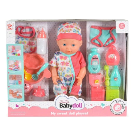 Jocuri si Jucarii - Papusa interactiva Tutu Babydoll cu sunete in limba romana, baie si olita, 28 cm, +3 ani