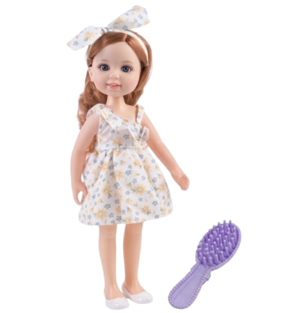 Papusa Jelena 38 cm cu rochie superba alba si perie de par, cutie cadou, 3+ [3]