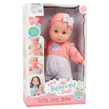 Jocuri si Jucarii - Papusa Bebe Soft 30 cm cu biberon, face pipi, 12 sunete, corp moale, 3+