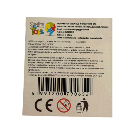 Papusa baietel, costum cu imprimeu, 30 cm cu biberon, face pipi, 10 sunete, 3 ani+ [6]