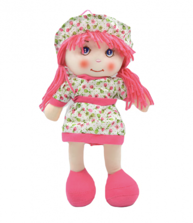 Papusi: bebelusi si personaje din desene animate - Papusa Fetita cu palarie Angel din plus, 30 cm, spune Inger-Ingerasul meu, roz