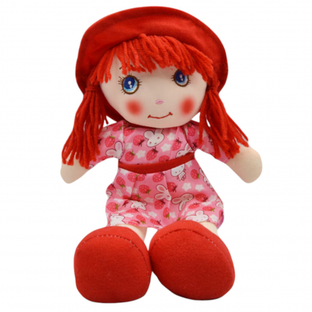 Jocuri si Jucarii - Papusa Fetita cu palarie Angel din plus, 30 cm, spune Inger-Ingerasul meu, rosu
