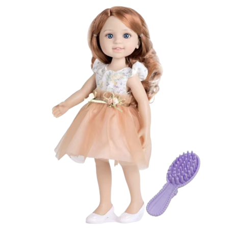 Jocuri si Jucarii - Papusa Jelena 38 cm cu rochie superba crem si perie de par, cutie cadou, 3+