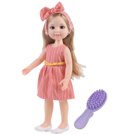 Jocuri si Jucarii - Papusa Jelena 38 cm cu rochie superba roz si perie de par, cutie cadou, 3+