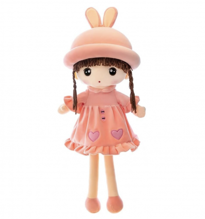 Mascote - Papusa mare 45 cm Angel din plus, canta Are mama o fetita, roz