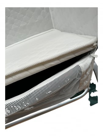 Patut co-sleeper reglabil cu functie de leagan electric, saltea inclusa, cu telecomanda si carusel muzical, A6 crem [6]