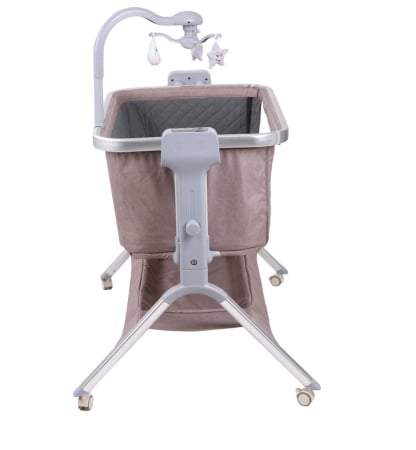 Patut co-sleeper reglabil cu functie de leagan electric, saltea inclusa, cu telecomanda si carusel muzical, A6 crem [3]