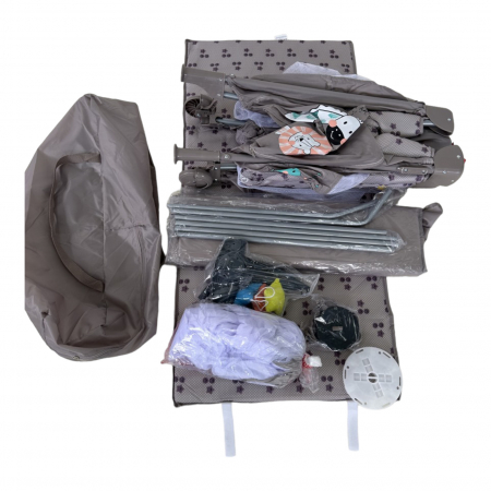 Patut cu saltea de infasat, cu doua nivele, baldachin si carusel P01 crem [5]