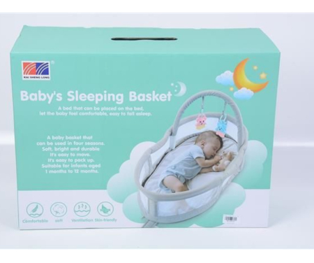 Patut portabil si cosleeper Grey, cos cu bara jucarii, pentru bebelusi 0-12 luni [7]