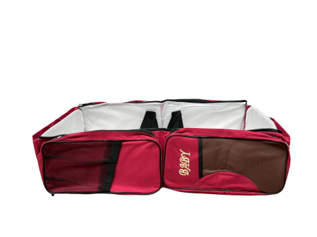 Patut portabil si geanta multifunctionala pentru accesoriile bebelusilor, rosu [3]