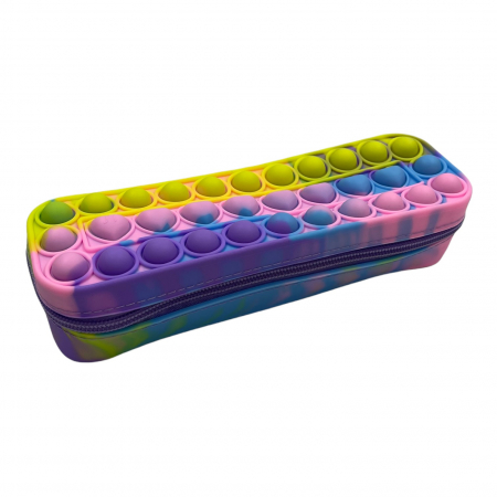 Penar cu fermoar Pop It In Inimioare Light Rainbow pentru scoala, gradinita, Fidget Toy [8]