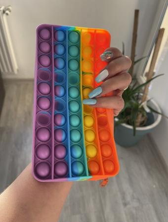 Penar cu fermoar Pop It Rainbow pentru scoala, gradinita, Fidget Toy [9]