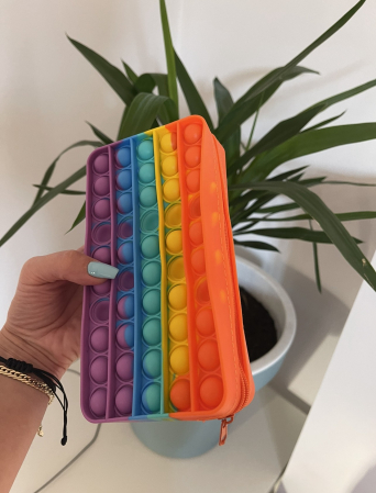 Penar cu fermoar Pop It Rainbow pentru scoala, gradinita, Fidget Toy [8]