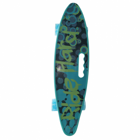 PennyBoard cu maner si lumini in roti, Ride Hard Verde