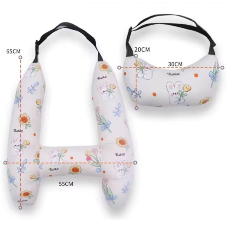 Perna copii pentru masina, cu prindere de centura, suport cap, gat si corp, Roz [2]