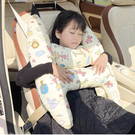 Perna copii pentru masina, cu prindere de centura, suport cap, gat si corp, Alb [3]