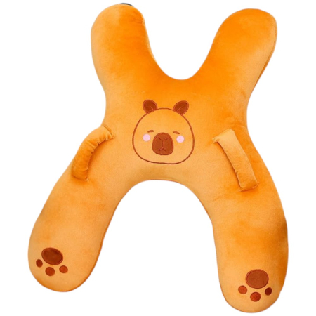 La plimbare - Perna din plus pentru calatorie, cu prindere de centura, suport cap, gat si corp, Crem