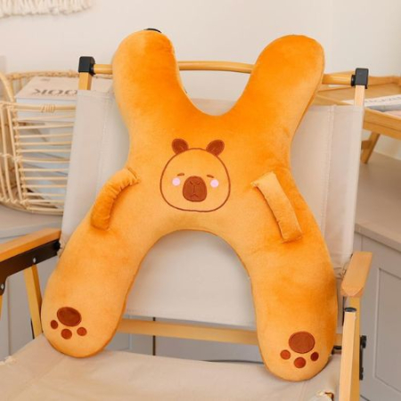 La plimbare - Perna din plus pentru calatorie, cu prindere de centura, suport cap, gat si corp, Crem