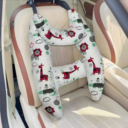 Marsupii si hamuri - Perna copii pentru masina, cu prindere de centura, suport cap, gat si corp, Alb