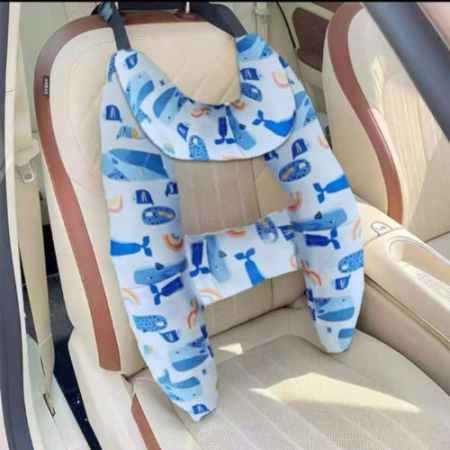 Marsupii si hamuri - Perna copii pentru masina, cu prindere de centura, suport cap, gat si corp, Albastru