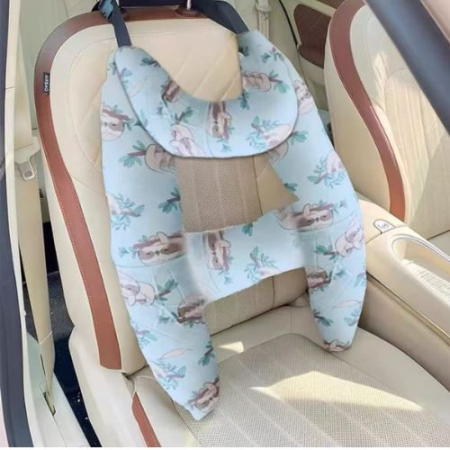 Marsupii si hamuri - Perna copii pentru masina, cu prindere de centura, suport cap, gat si corp, Bleu