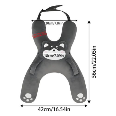 Perna din plus pentru calatorie, cu prindere de centura, suport cap, gat si corp, Gri inchis [2]