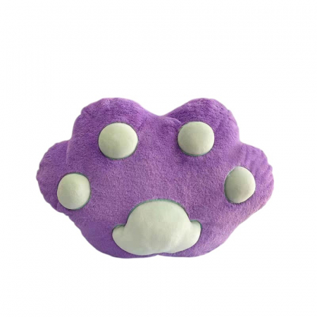 Jocuri si Jucarii - Perna Labuta de animal din plus, 50 cm, mov cu alb
