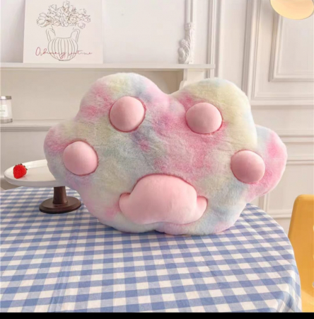 Jocuri si Jucarii - Perna Labuta de animal din plus, 50 cm, multicolor cu roz