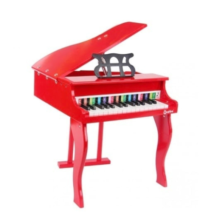 Artist - instrumente muzicale - Pian cu coada cu 30 clape si scaunel inclus, din lemn, Rosu