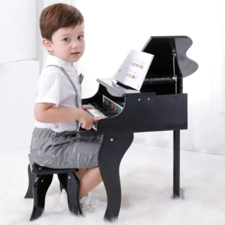 Artist - instrumente muzicale - Pian cu coada cu 30 clape si scaunel inclus, din lemn, Negru