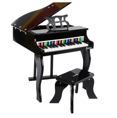 Artist - instrumente muzicale - Pian cu coada cu 30 clape si scaunel inclus, din lemn, Negru