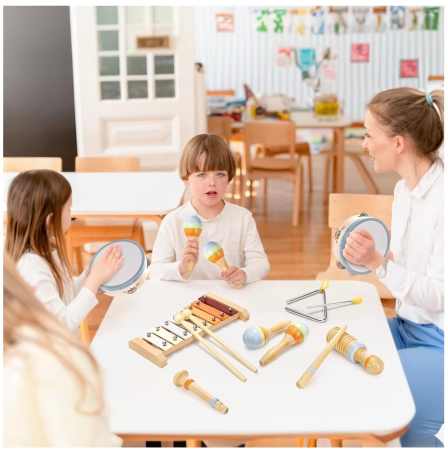 Set Montessori de 6 instrumente muzicale pentru copii, din lemn [2]