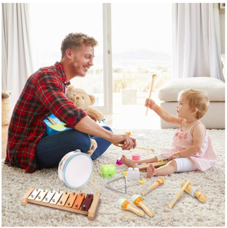 Set Montessori de 6 instrumente muzicale pentru copii, din lemn [3]